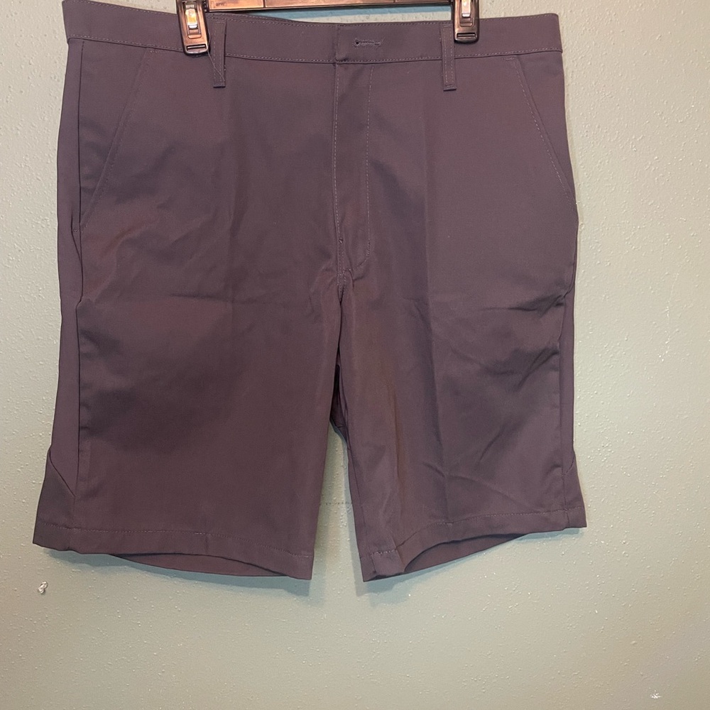 Gray Cargo Shorts with Belt Loops and Flat Front